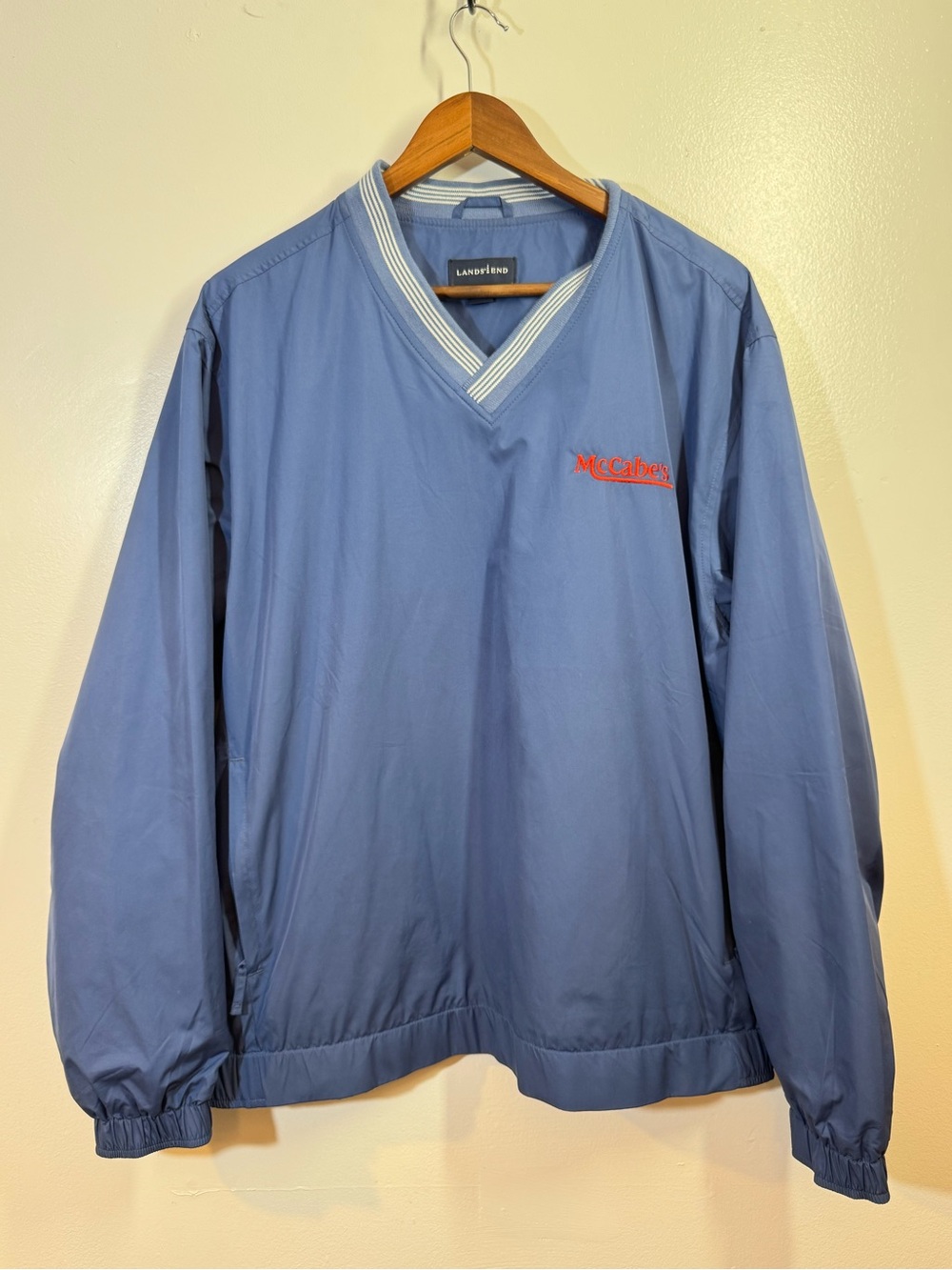 Vintage Lands’ End McCabe’s Blue V-Neck Pullover Windbreaker Jacket - Picture 2 of 9